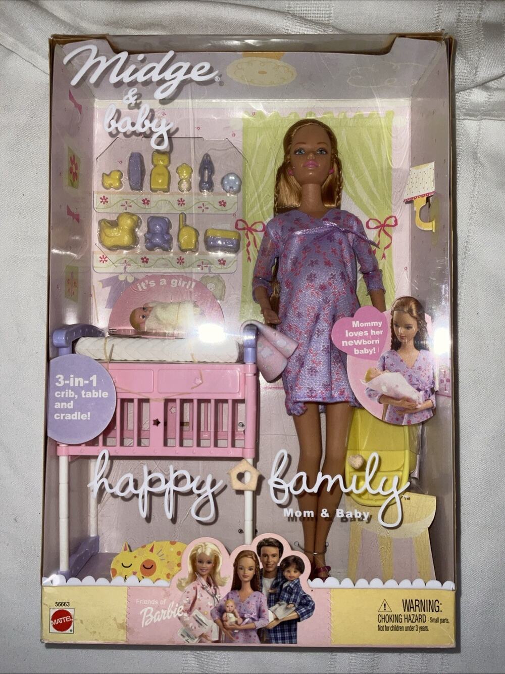 NEW NIB 2002 Barbie Midge & Baby – Happy Family Mom & Baby Set